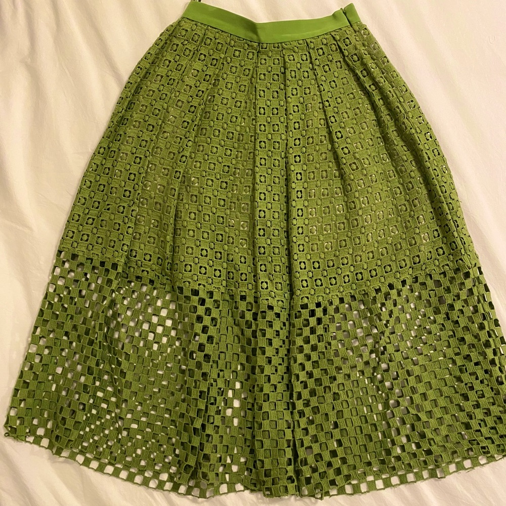 Tibi - Eyelet Lace Skirt - Green